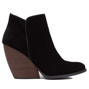 Very Volatile Black Suede Ankle Booties
